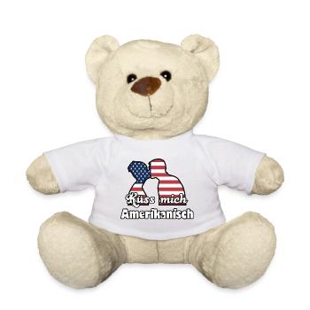 Küss mich Amerikanisch Geschenk - Teddy - Weiß - Vorne