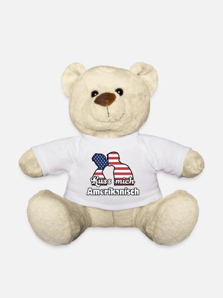 Küss mich Amerikanisch Geschenk - Teddy - Weiß