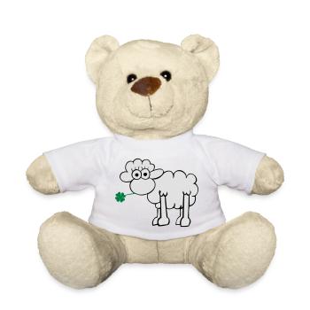 Schaf mit Kleeblatt - Teddy - Weiß - Vorne