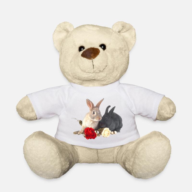 Ostern Häschen mit roses16 - Teddy - Weiß