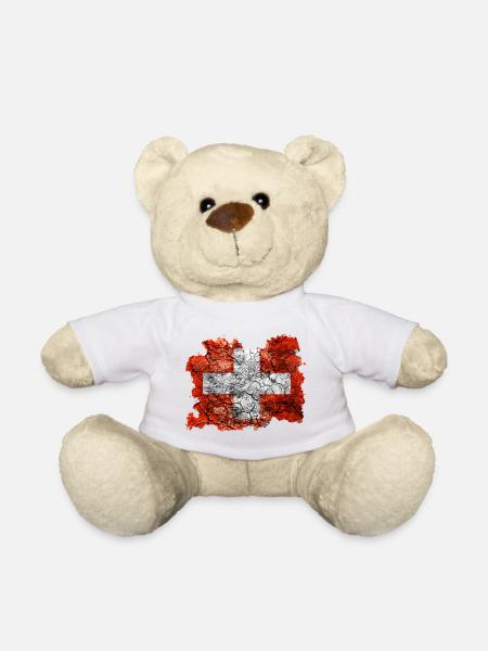 Schweiz Vintage Flagge - Teddy - Weiß
