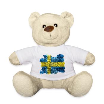 Schweden Vintage Flagge - Teddy - Weiß - Vorne