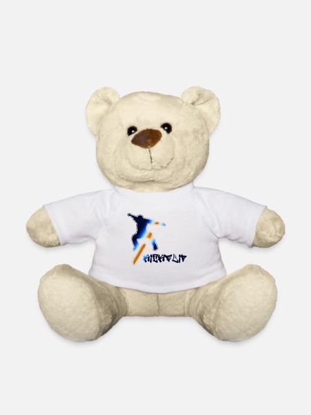 Skateboarder, kickflip on a skateboard - Teddy Bear - white
