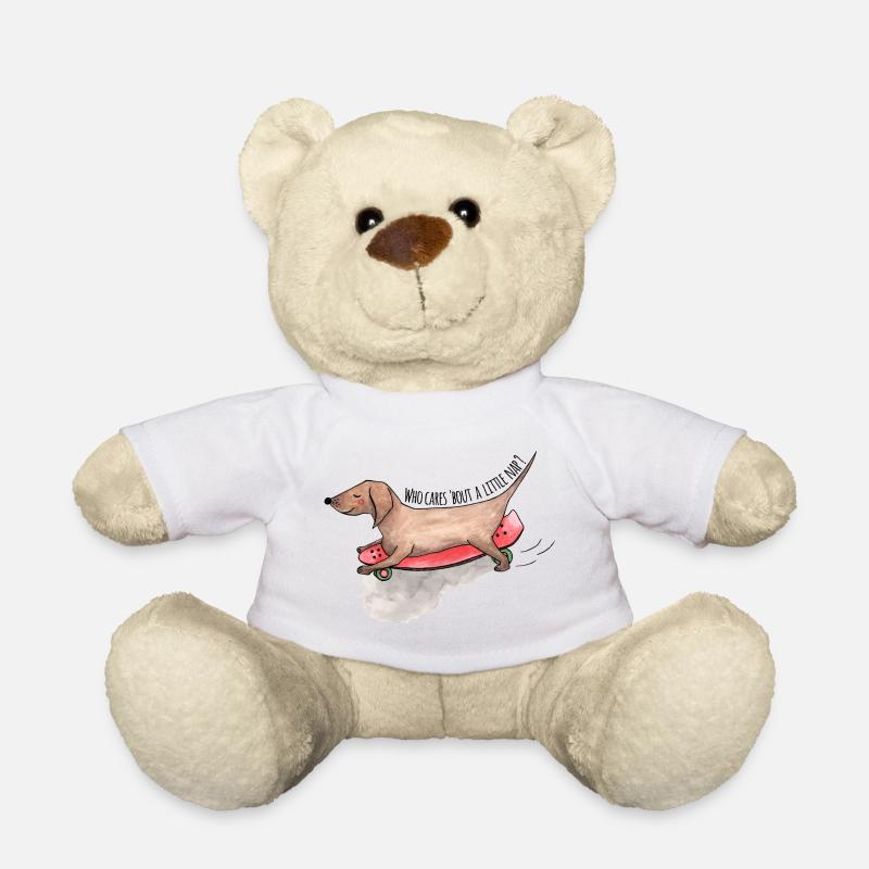 Dackel Longboard Hunde Schläfchen - Teddy - Weiß