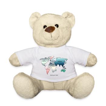 Carte du monde, carte du monde - Nounours - blanc - Devant