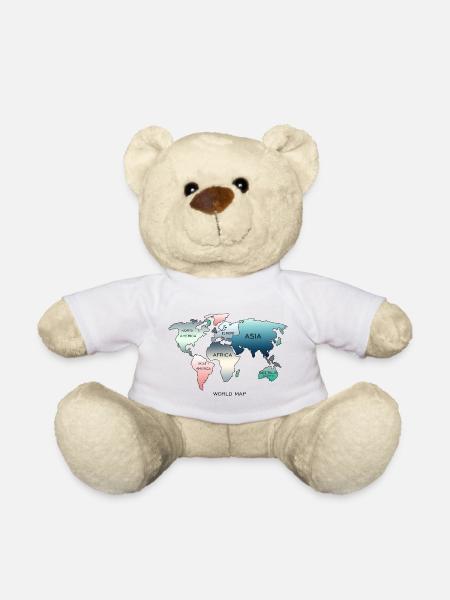 Carte du monde, carte du monde - Nounours - blanc