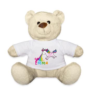 emma vomiting unicorn, rainbow - Teddy Bear - white - Front
