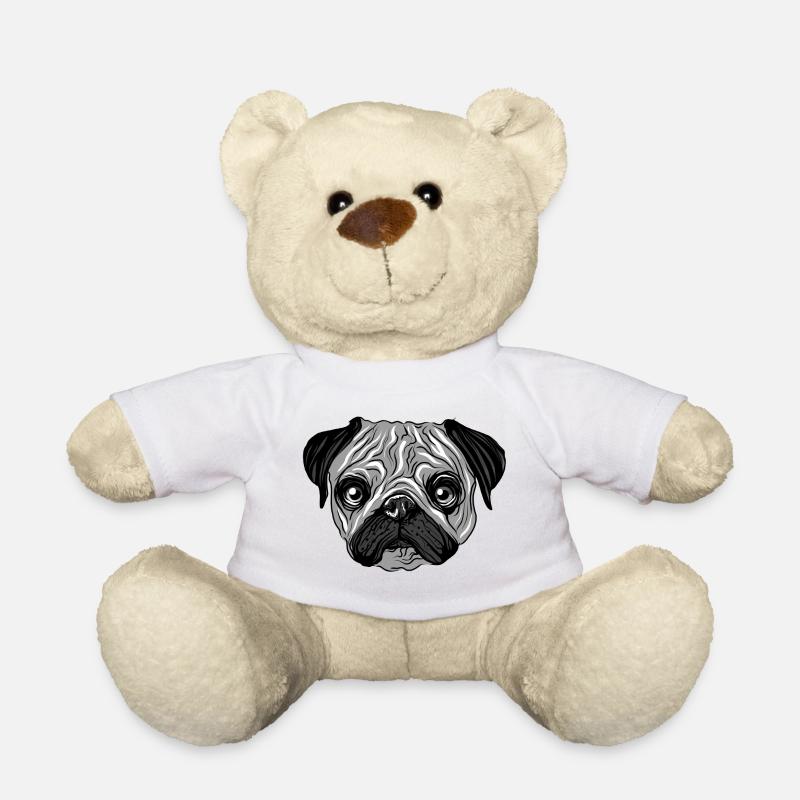 black gray pug lover pug lover - Teddy Bear - white