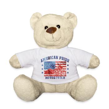 American Pride Motorcycle USA Vintage Retro Biker - Teddy Bear - white - Front