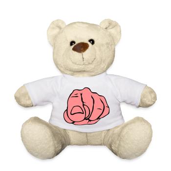 hand fist finger shows index finger - Teddy Bear - white - Front