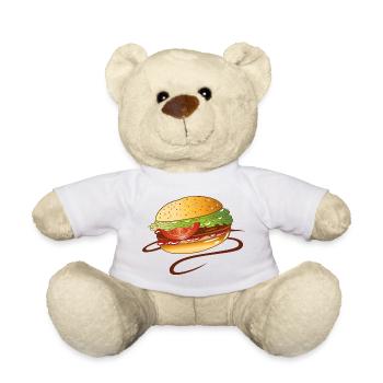 Burger Fast Food Junk Snack BBQ BBQ - Teddy Bear - white - Front