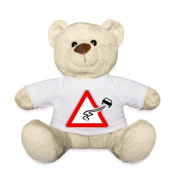 Panneau de signalisation danger de glisser, route glissante - Nounours - blanc - Devant