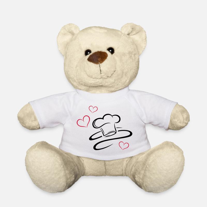 Koch, Kochmützen Logo mit drei Herzen. - Teddy - Weiß