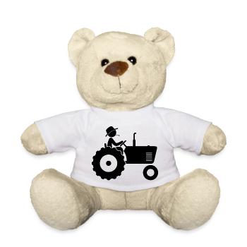 Farmer on tractor - Teddy Bear - white - Front