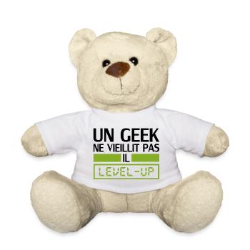 un geek ne vieillit pas il level up - Nounours - blanc - Devant