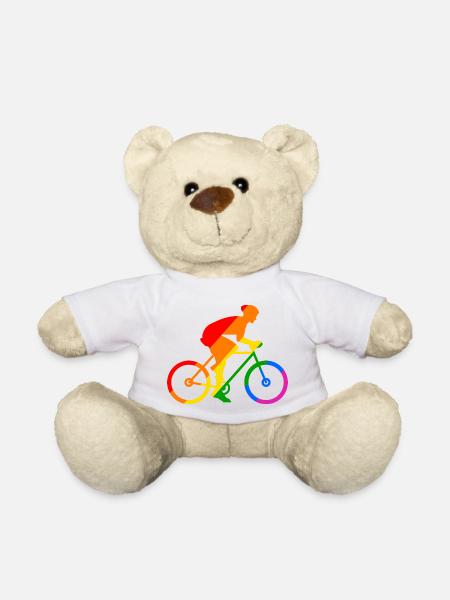 Rainbow bike sport - Teddy Bear - white