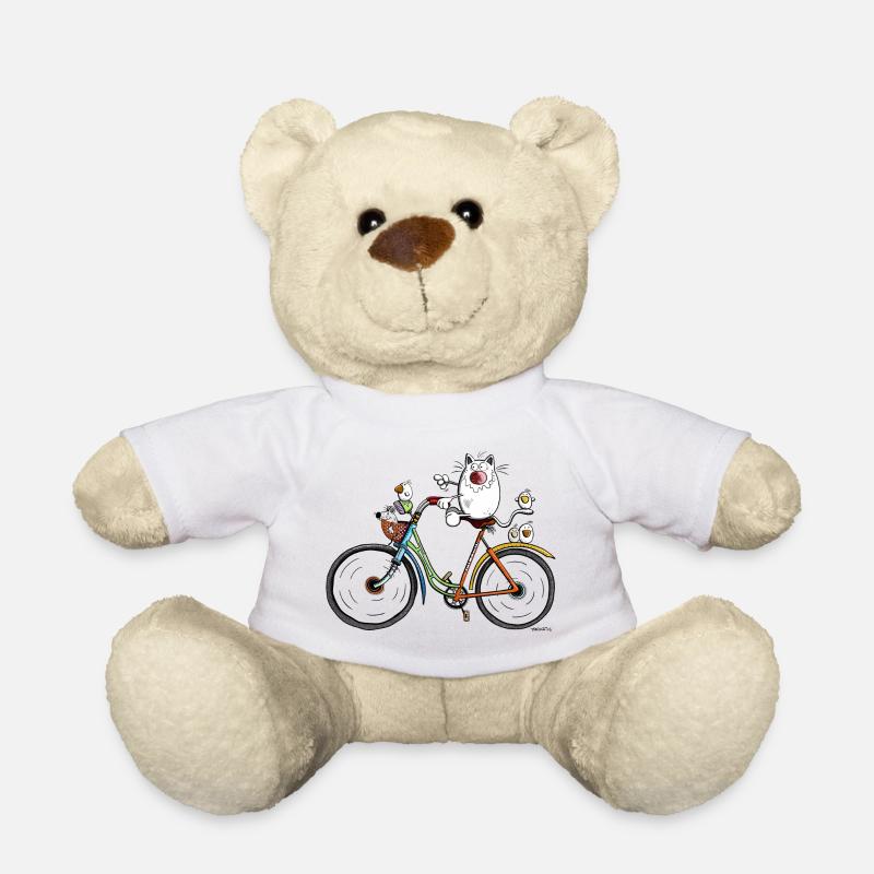 Katze auf Fahrrad - Teddy - Weiß