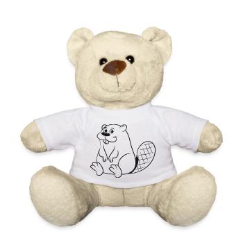 Castor doux cher mignon bébé enfant barrage en bois Wass - Nounours - blanc - Devant