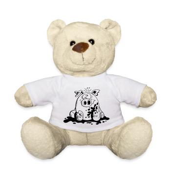 Ferkelchen - Wutz - Schwein - Sau - Fun - Teddy - Weiß - Vorne
