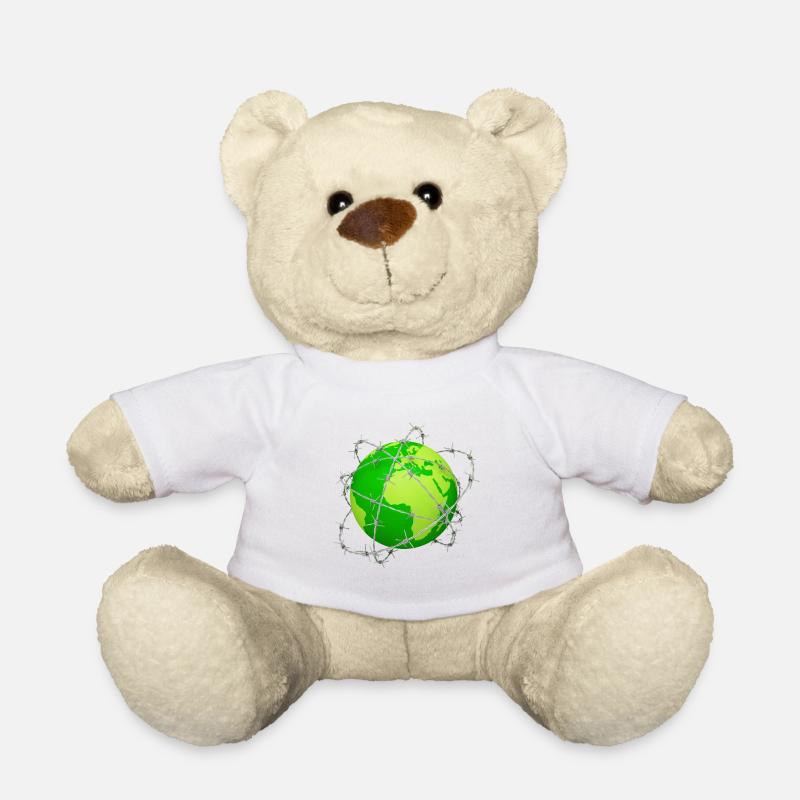 planète terre fil barbelé 3D globe - Nounours - blanc