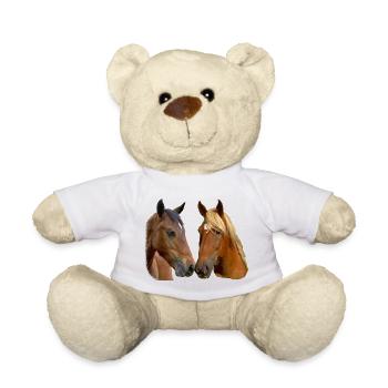 Twin Horses Embrace - Teddy Bear - white - Front