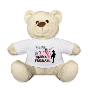 Echte Mädchen spielen Fussball Frauenfußball - Teddy - Weiß - Vorne