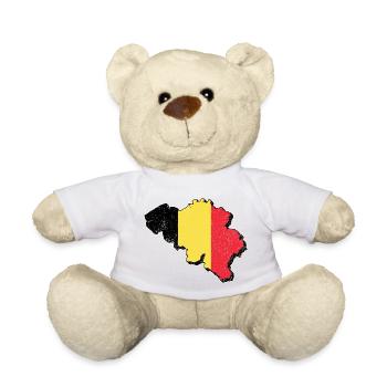 Belgium Belgian map vacation travel gift BEL - Teddy Bear - white - Front