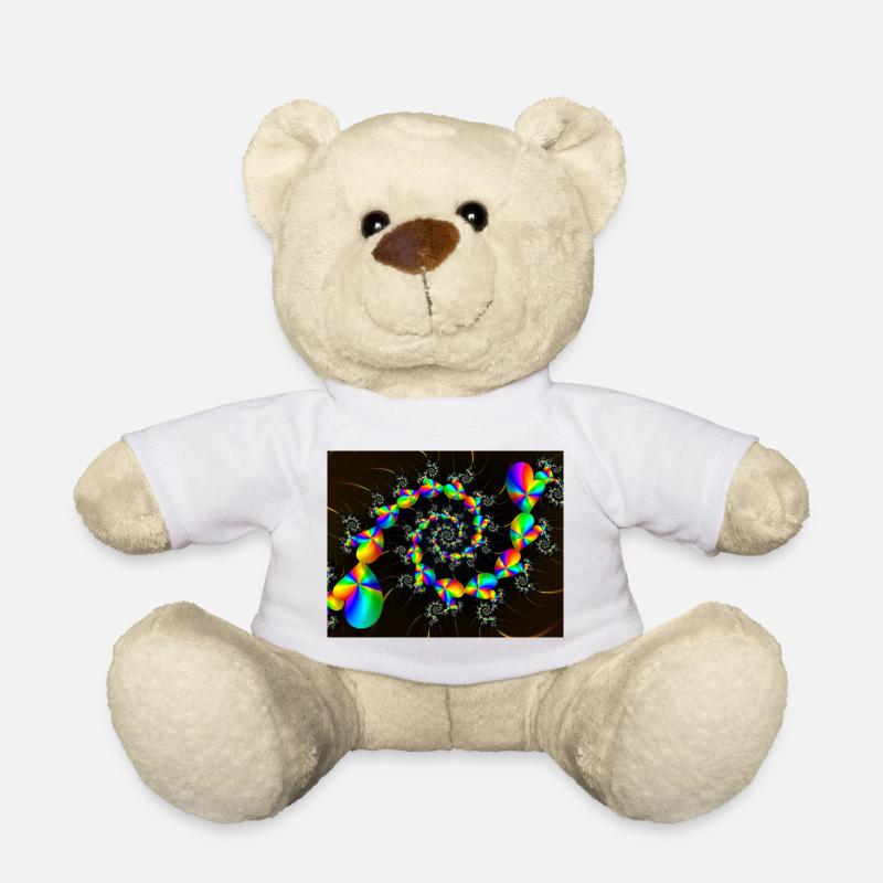 SPIRAL RAINBOW HEARTS - Teddy Bear - white
