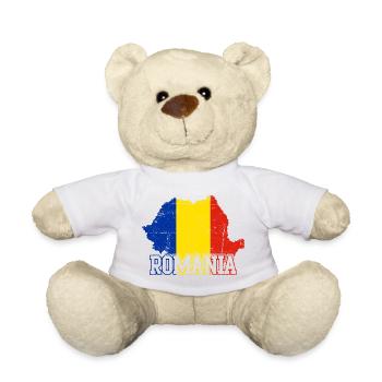 Romania Map Flag Emblem - Teddy Bear - white - Front