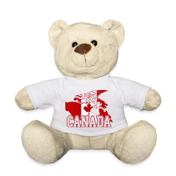 Globe Tee du drapeau de l’érable canadien - Nounours - blanc - Devant