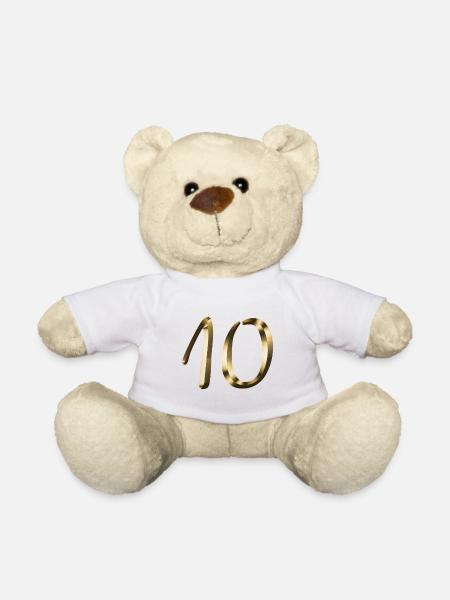 10 Jahre Jubiläum 10-jähriges Gold 10. Geburtstag - Teddy - Weiß