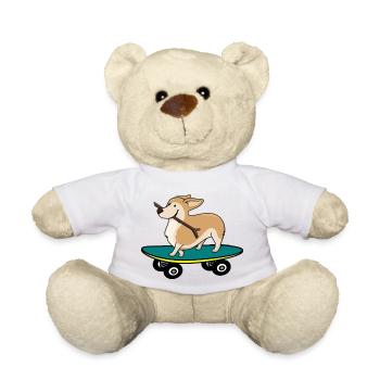 Hund auf Skateboard - Teddy - Weiß - Vorne