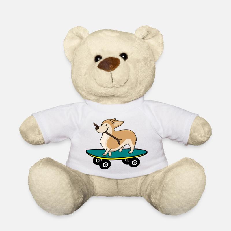 Hund auf Skateboard - Teddy - Weiß