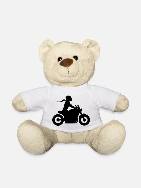 Motorradfahrerin Chopper Bikerin Bikergirl Cruiser - Teddy - Weiß