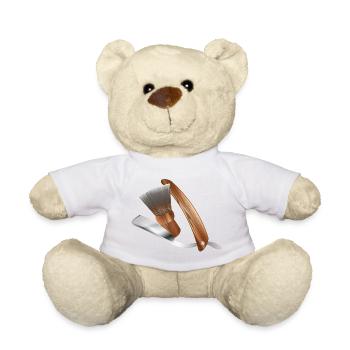classic razor and shaving brush - Teddy Bear - white - Front
