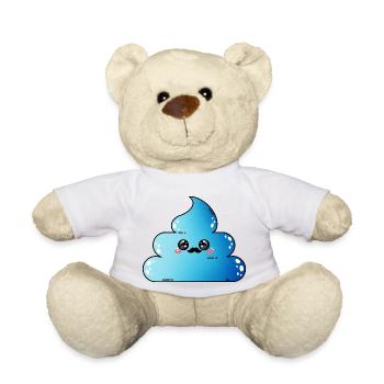 Blauer Poop - blauer Kackhaufen - Teddy - Weiß - Vorne