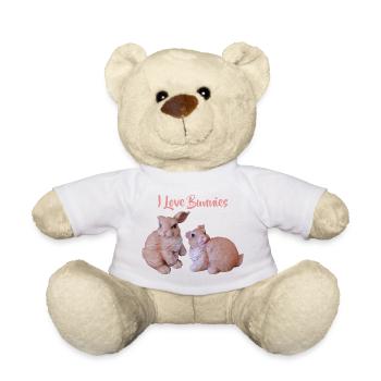 Rabbit Couple, I Love Rabbits - Teddy Bear - white - Front