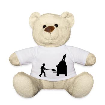 Silhouette Pizza Baker - Teddy Bear - white - Front