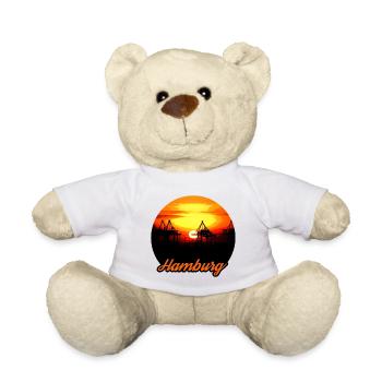Hamburg Sonnenuntergang Hafen - Teddy - Weiß - Vorne