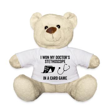J’ai gagné le stéthoscope de mon médecin dans un jeu de cartes - Nounours - blanc - Devant