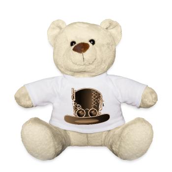 Steampunk cylinder in antique look with gears - Teddy Bear - white - Front