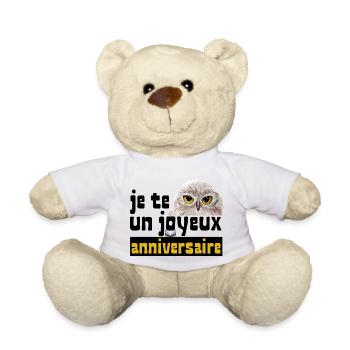 je te chouette un joyeux anniversaire - Nounours - blanc - Devant