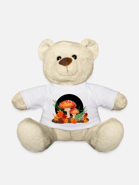Pilze und Frosch - Teddy - Weiß