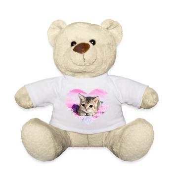 süßes Kätzchen im Herzen - Teddy - Weiß - Vorne