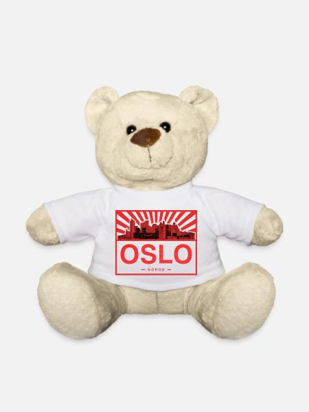 Oslo Skyline Rot Schwarz - Teddy - Weiß