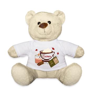Cozy autumn with hot Pumkin Spice Latte - Teddy Bear - white - Front
