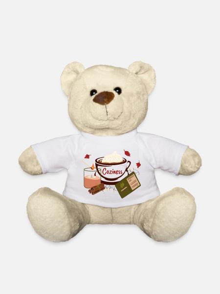 Kodikas syksy kuumalla Pumkin Spice Lattella - Teddybjørn - hvid
