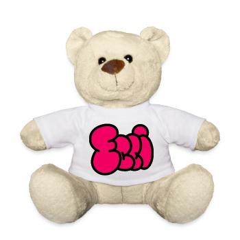 Police de bulle ELLI rose - Nounours - blanc - Devant