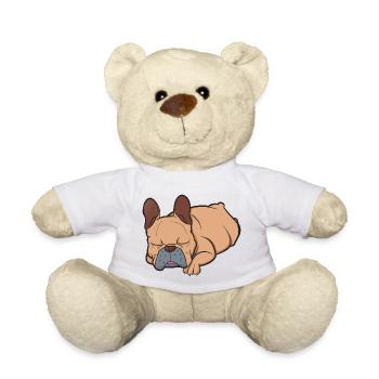 Schlafende Französische Bulldogge Faulenzer - Teddy - Weiß - Vorne