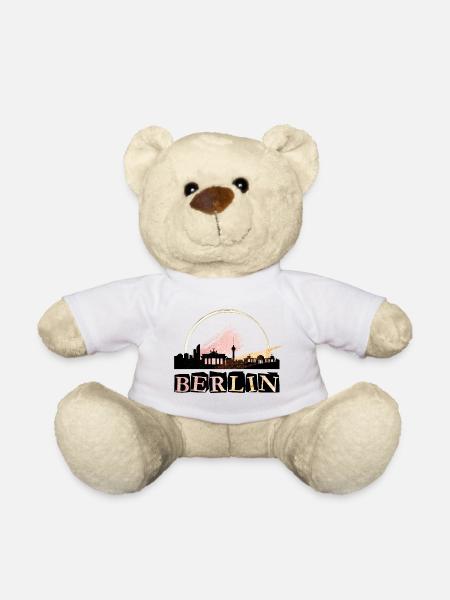 Berlin Deutschland Stadt Skyline Schrift Gold - Teddy - Weiß